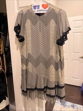 Reiss Black and Cream Patterned Dress
